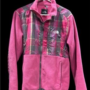 The North Face Pink and Plaid Fleece Jacket
